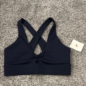 Fabletics Oasis Twist Medium Impact Sports Bra- Deep Navy